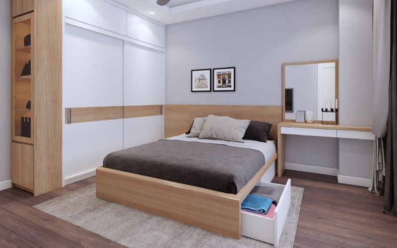 thách thức thiết kế phòng ngủ 10m2 cho vợ chồng
