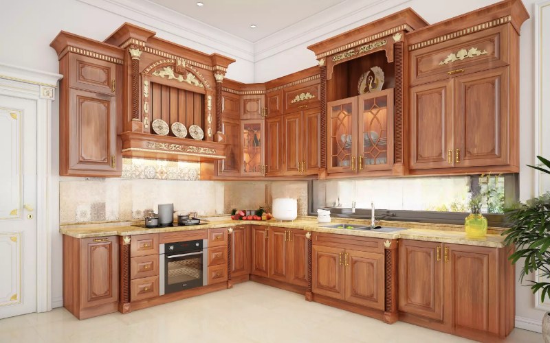 tủ bếp gỗ tự nhiên