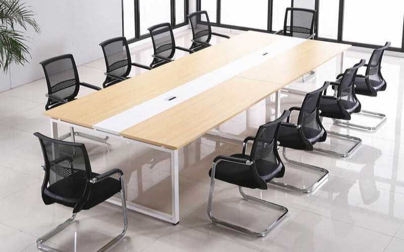 Bàn họp chân sắt 2m4 chữ nhật