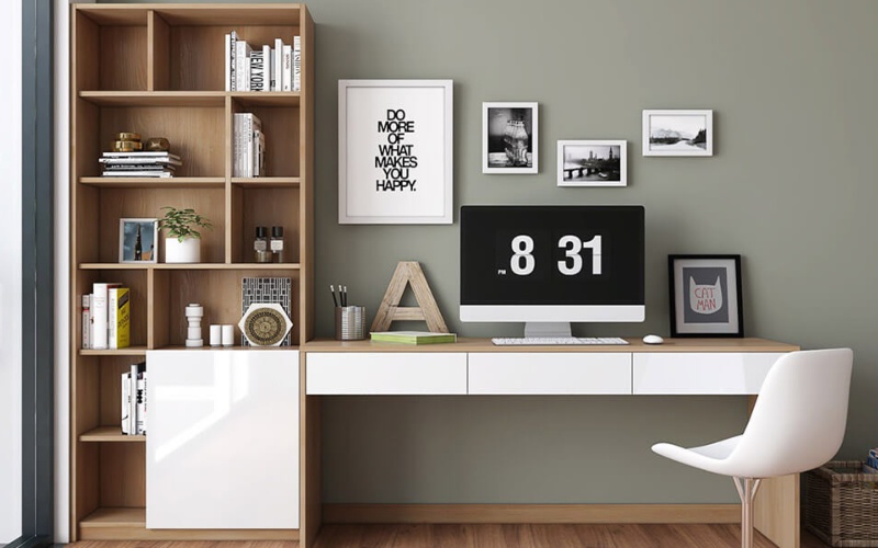 Bàn làm việc liền giá sách