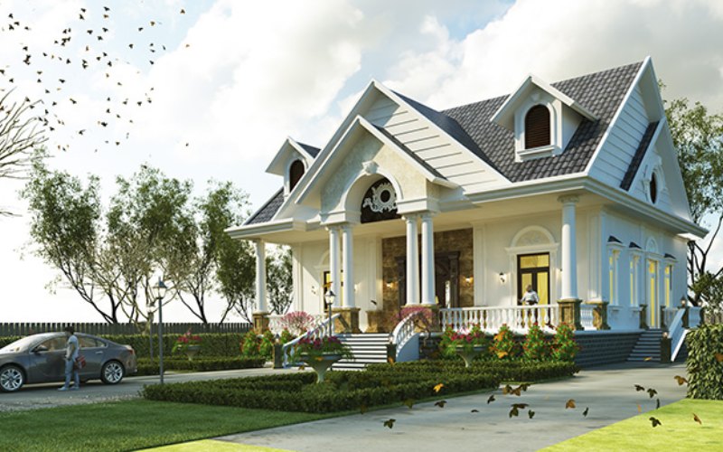 Biệt thự mini sân vườn mái Thái