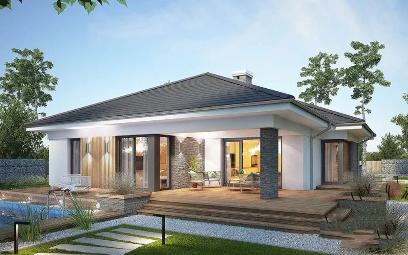 biệt thự nhà vườn 1 tầng hiện đại