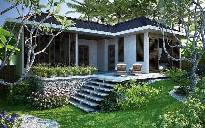 khuôn viên sân vườn đẹp nâng giá trị nhà