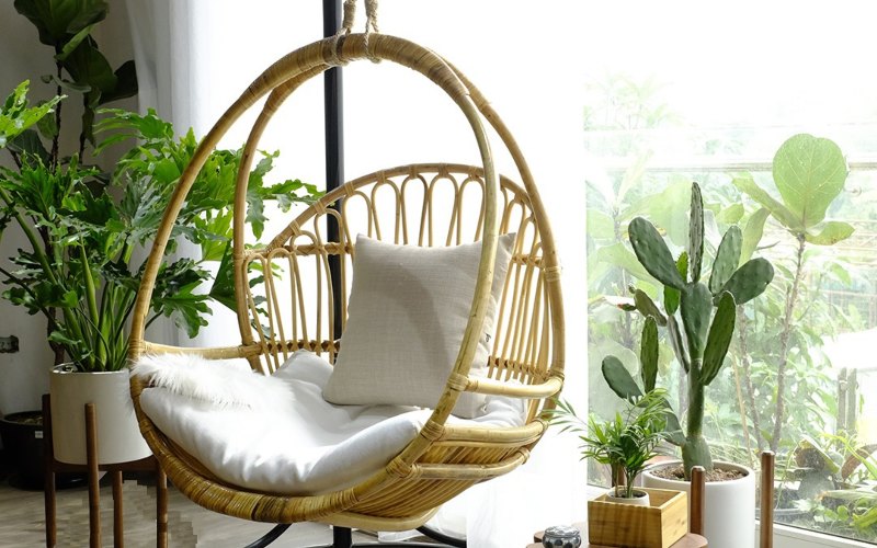 Ghế xích đu mây tự nhiên kiểu Bohemian