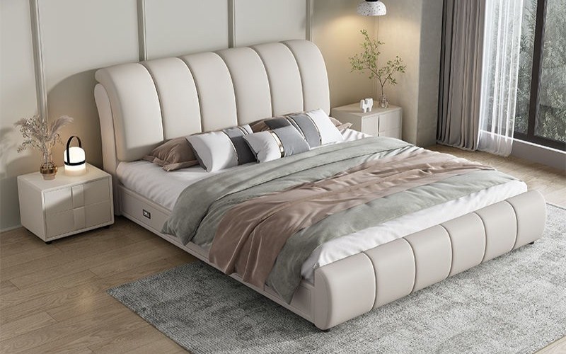 Giường bọc nệm đơn sắc