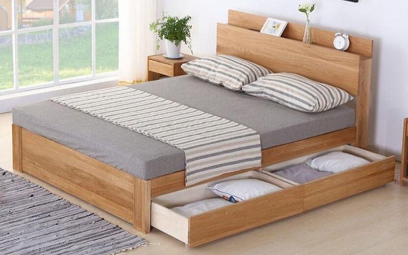 mẫu giường ngủ đẹp đơn giản đa năng 4 hộc kéo
