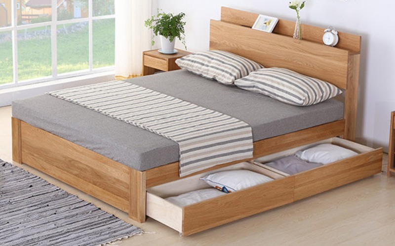 Giường ngủ gỗ tự nhiên có ngăn kéo