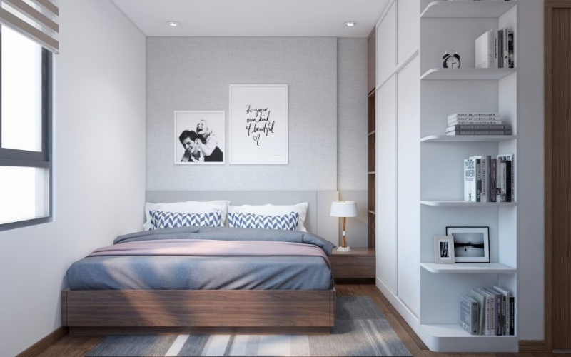 trang trí phòng ngủ với giường hiện đại đơn giản