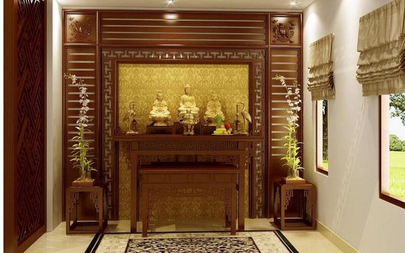 nguyên tắc phong thủy khi đặt giường ngủ sau phòng thờ