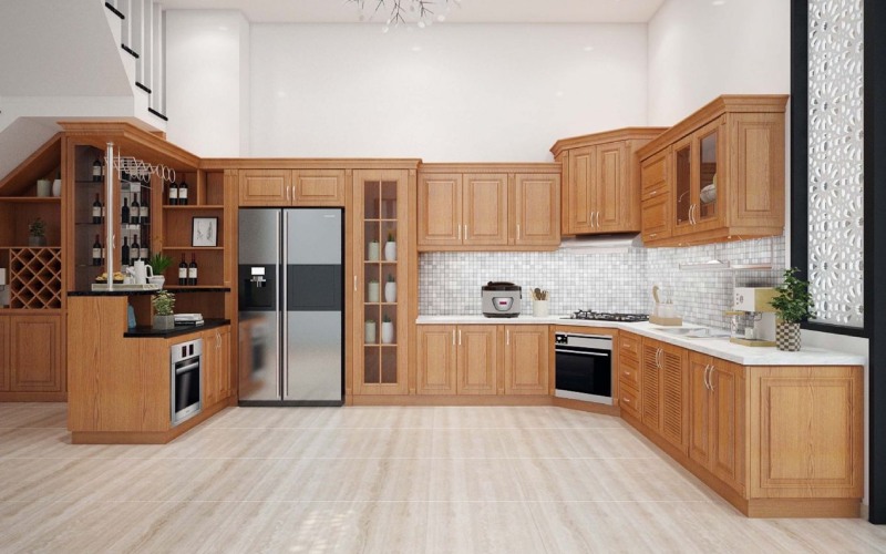 tủ bếp dưới bằng gỗ