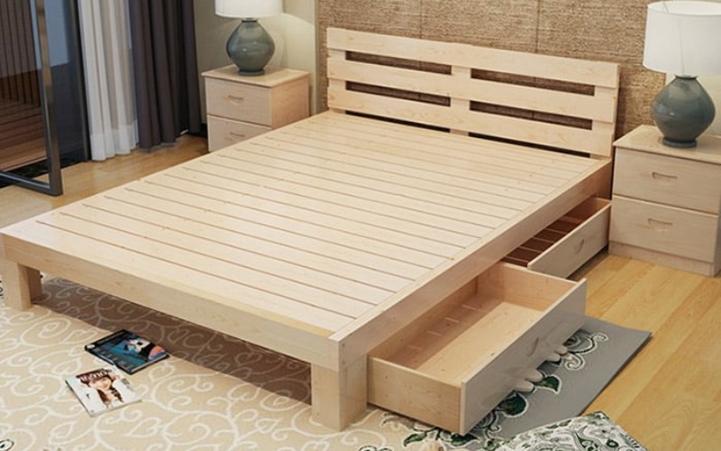 Giường tối giản rẻ gỗ công nghiệp