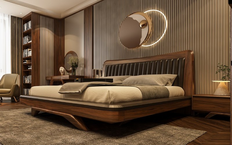 giường ngủ gỗ óc chó cao cấp