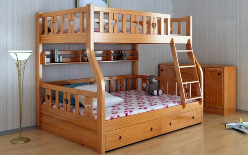 Giường ngủ hai tầng bằng gỗ tự nhiên
