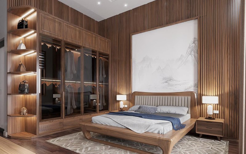Bộ giường tủ gỗ tự nhiên cao cấp
