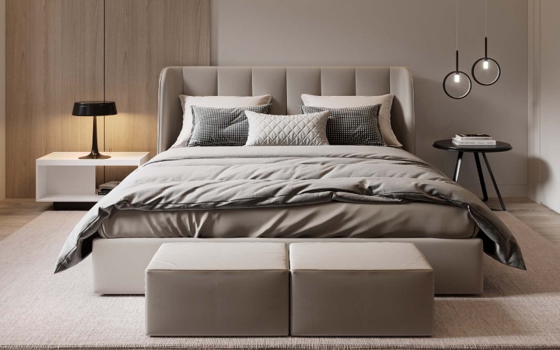 Giường ngủ bọc nỉ hiện đại