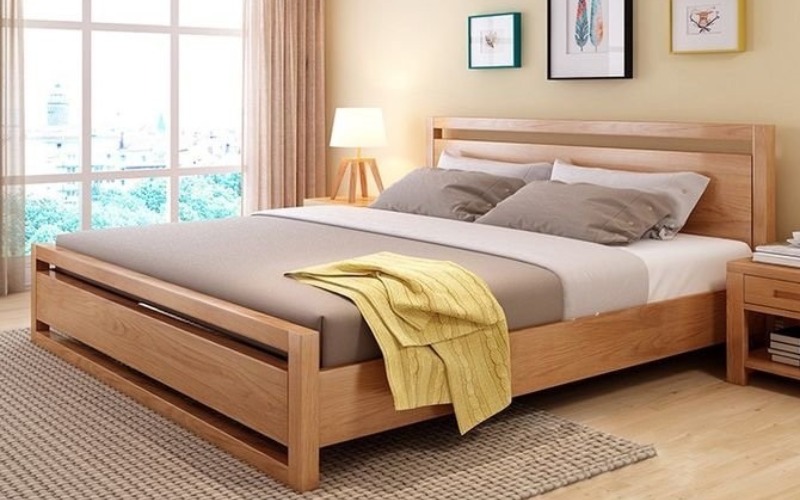 Giường ngủ gỗ tự nhiên 1m4 x 2m